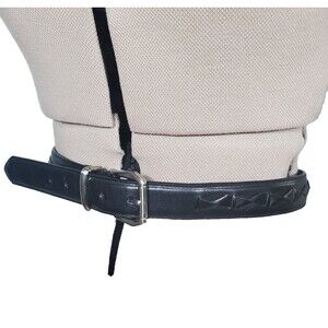 Unbranded Men’s Black Leather Belt 42” (105 cm) Full Grain Threaded Detail